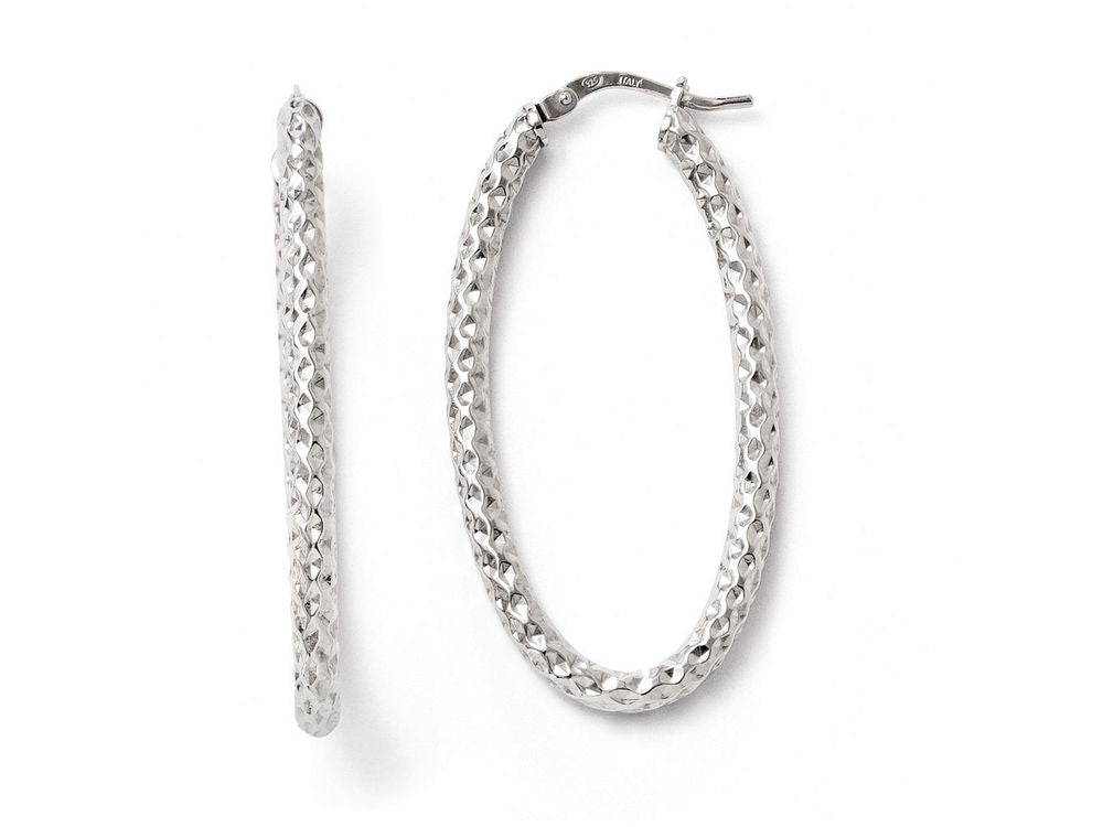 FJC Finejewelers Sterling Silver Polished andtextured Oval Hinged Hoop Earrings