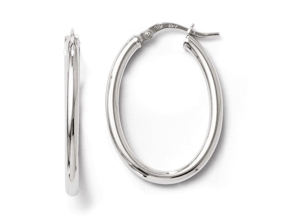 FJC Finejewelers Sterling Silver Polished Oval Hinged Hoop Earrings