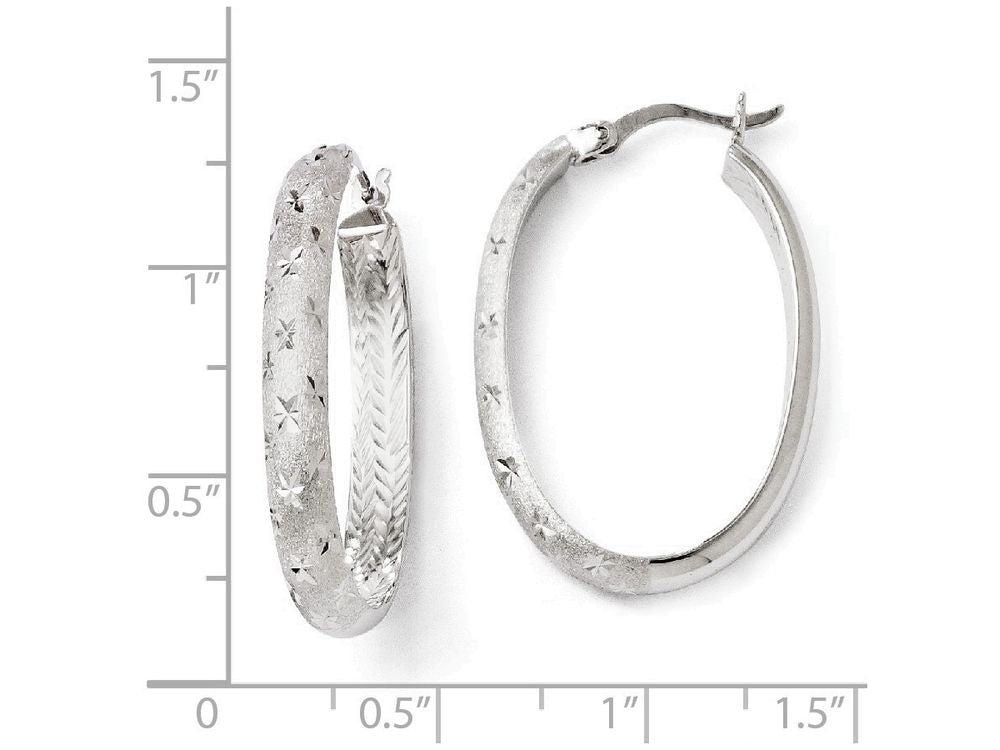 FJC Finejewelers Sterling Silver Rhodium In/out Bright Cut Oval Earrings