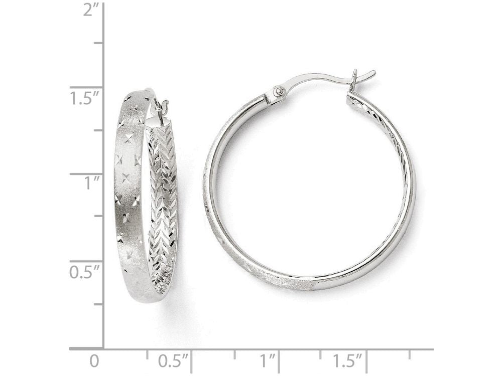 FJC Finejewelers Sterling Silver Rhodium In/out Bright Cut Earrings