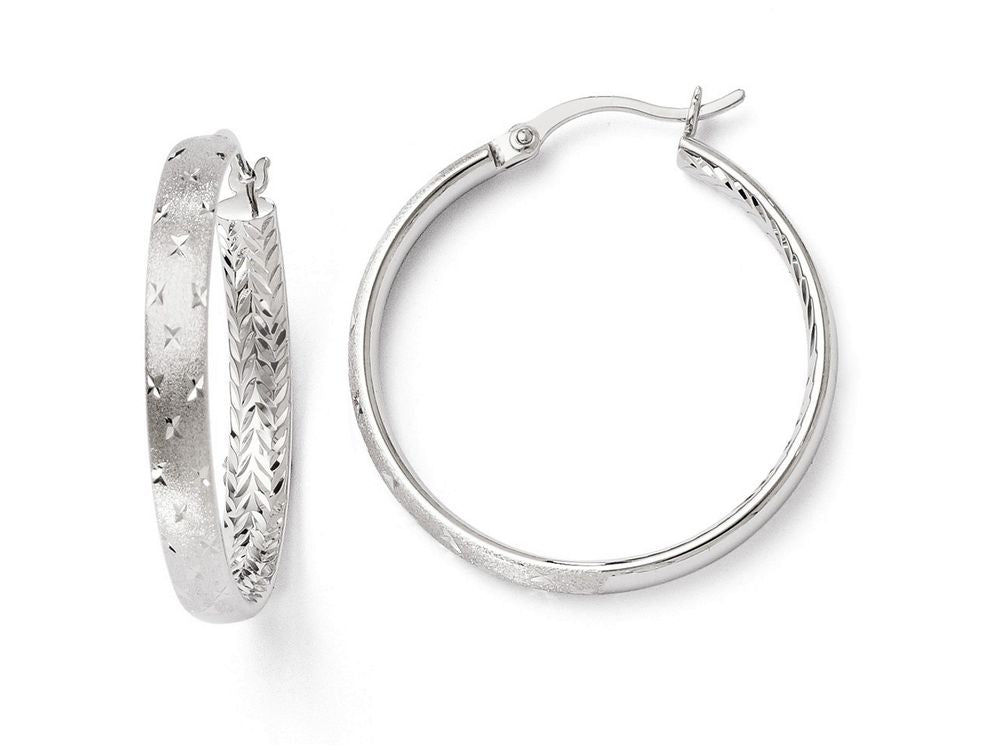 FJC Finejewelers Sterling Silver Rhodium In/out Bright Cut Earrings