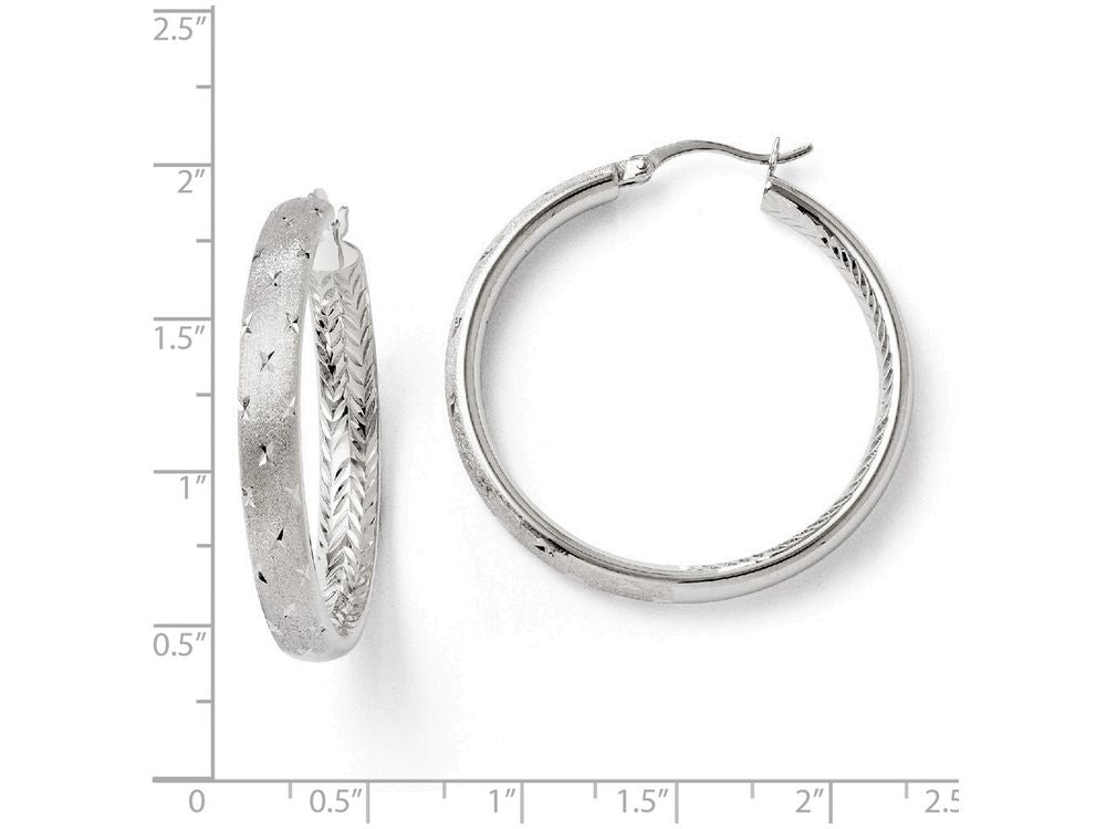 FJC Finejewelers Sterling Silver Rhodium In/out Bright Cut Earrings