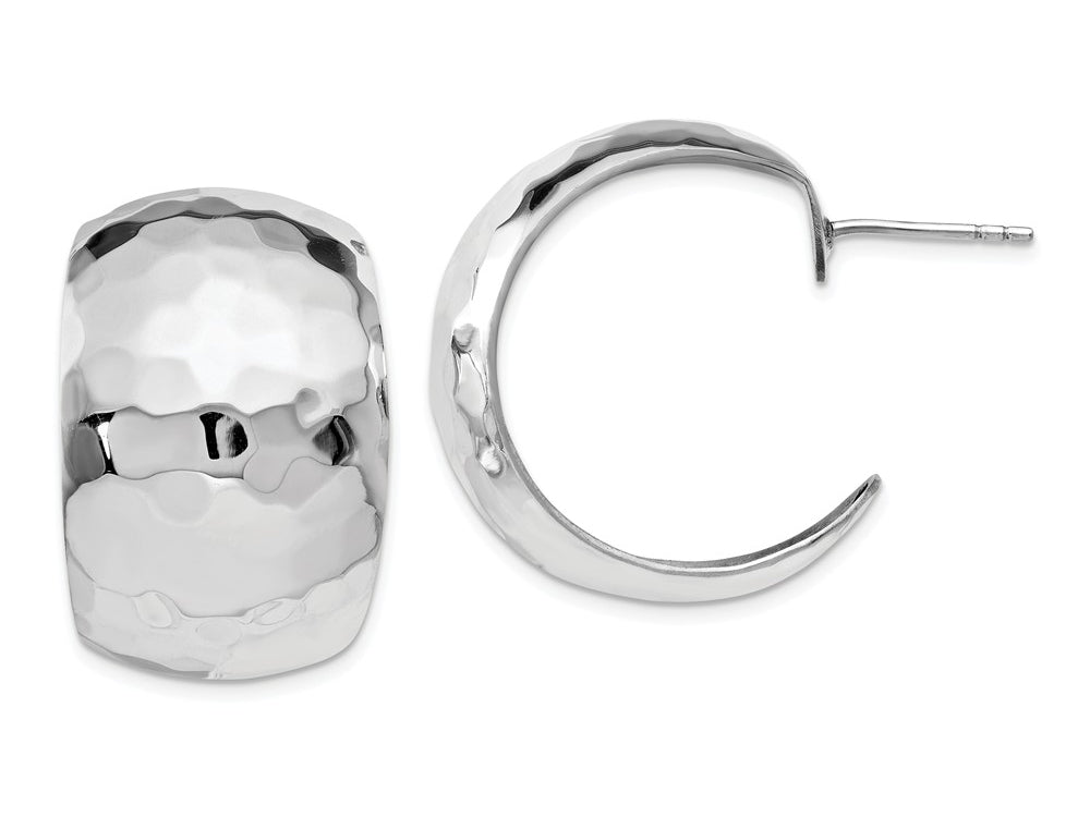 FJC Finejewelers Sterling Silver Polished Hammered Post Earrings