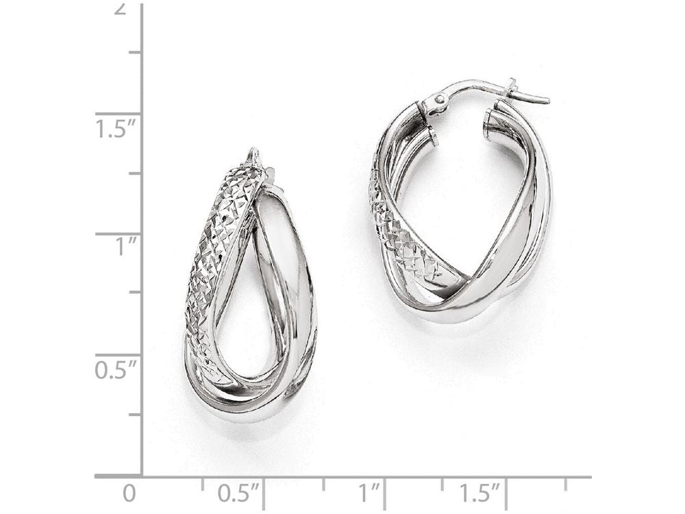 FJC Finejewelers Sterling Silver Polished And Textured Fancy Hoop Earrings