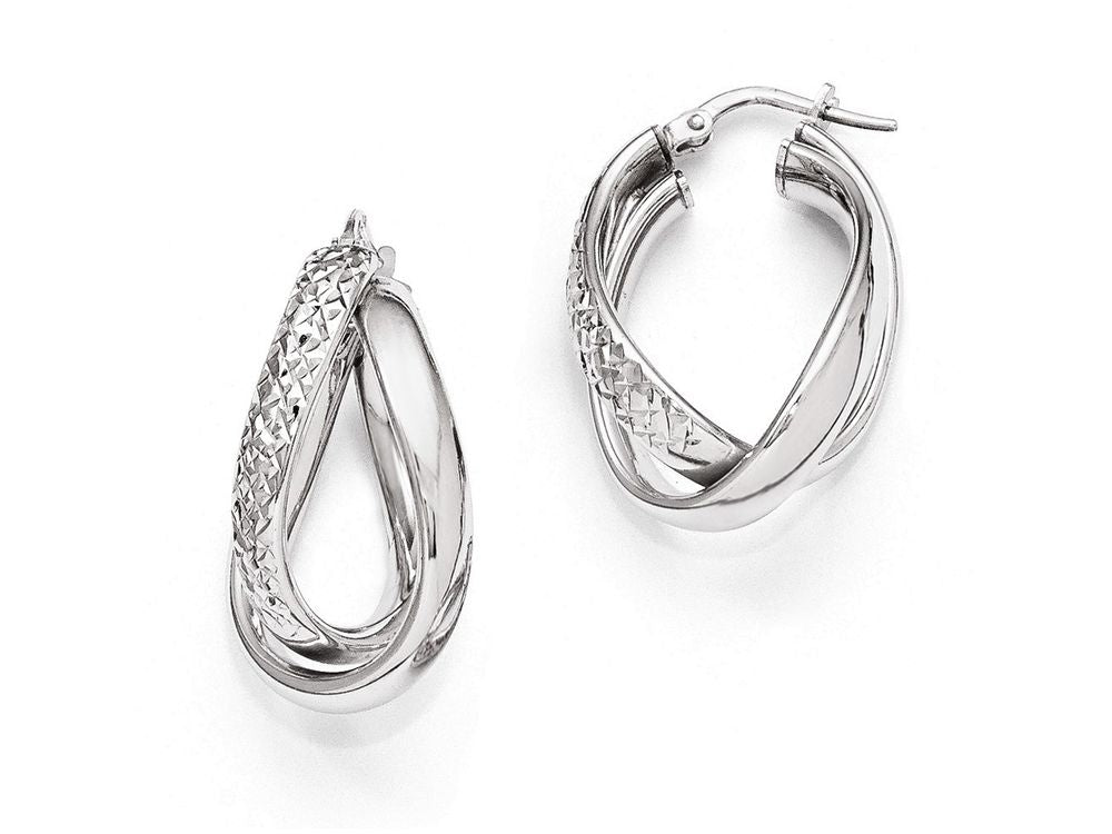 FJC Finejewelers Sterling Silver Polished And Textured Fancy Hoop Earrings