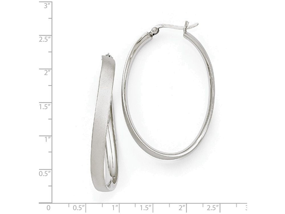 FJC Finejewelers Sterling Silver Rhodium-plated Satin Oval Hoop Earrings