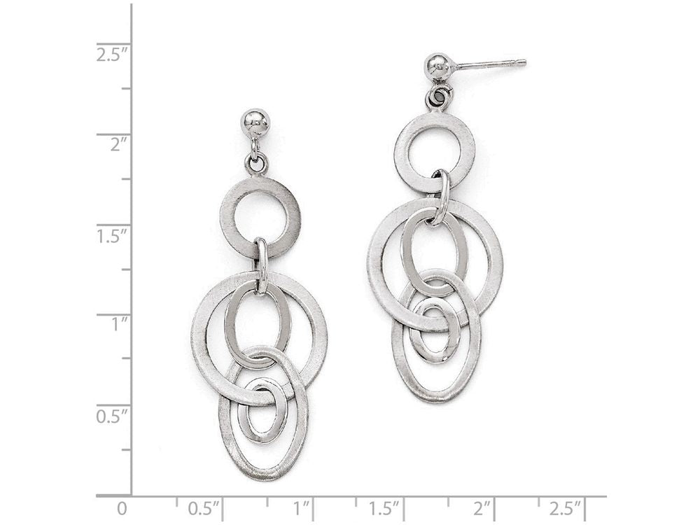 FJC Finejewelers Sterling Silver Polished And Brushed Dangle Earrings
