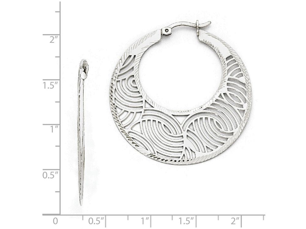 FJC Finejewelers Sterling Silver Fancy Polished Cut-out Large Hoop Earrings