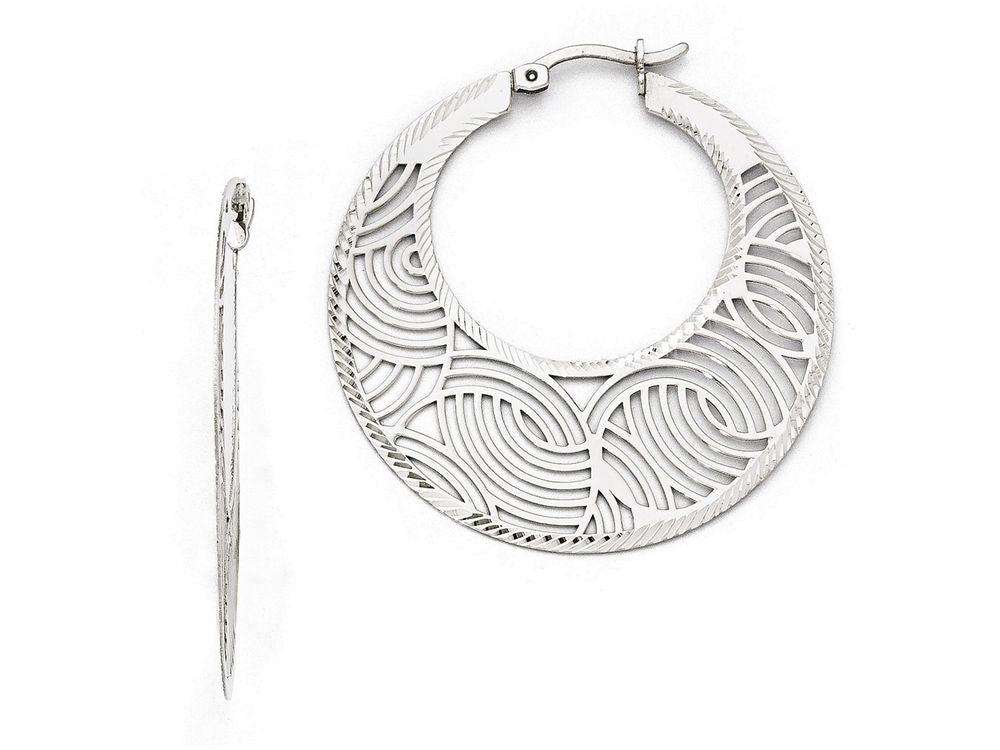 FJC Finejewelers Sterling Silver Fancy Polished Cut-out Large Hoop Earrings