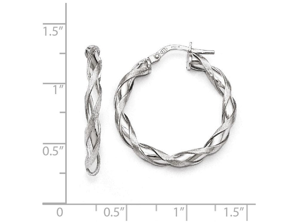 FJC Finejewelers Sterling Silver Polished And Scratch-finish Twisted Hoop Earrings