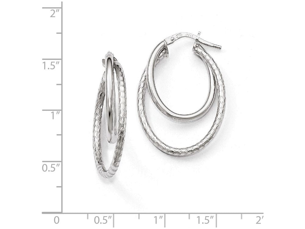 FJC Finejewelers Sterling Silver Polished Bright Cut Oval Hoop Earrings