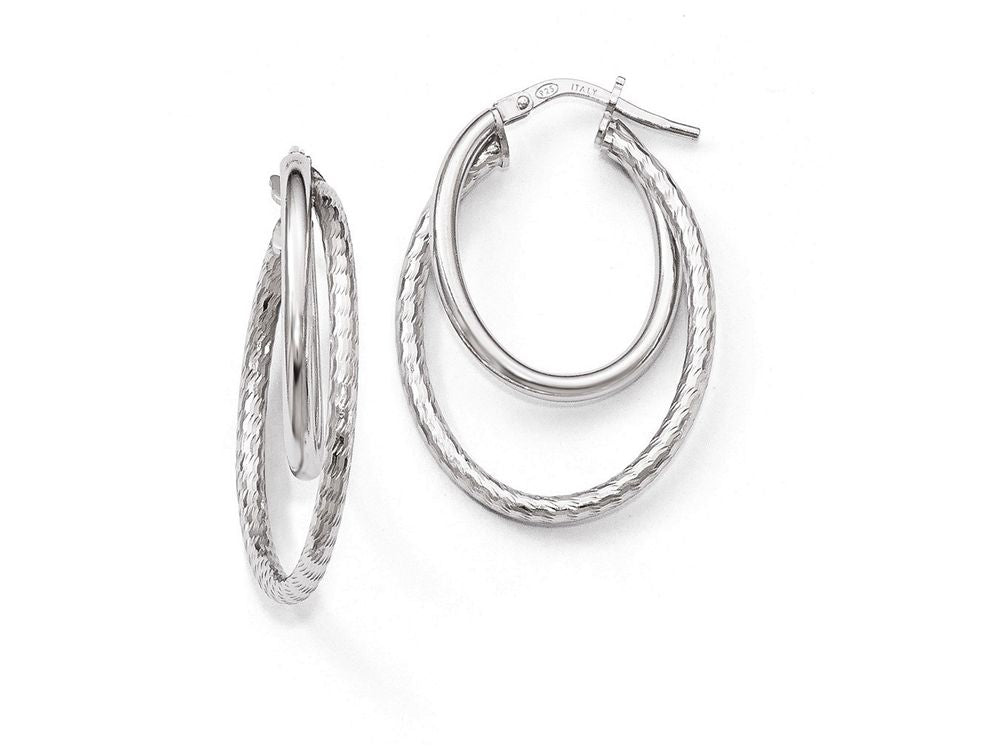 FJC Finejewelers Sterling Silver Polished Bright Cut Oval Hoop Earrings