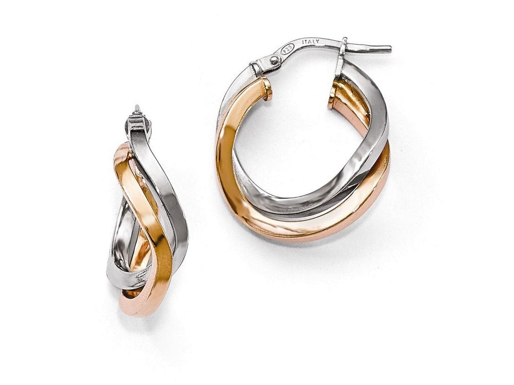 FJC Finejewelers Sterling Silver Rose-tone Polished Hoop Earrings