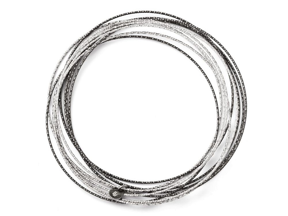 FJC Finejewelers Sterling Silver And Ruthenium Plated Bright Cut 10 Layer Slip On Bangle