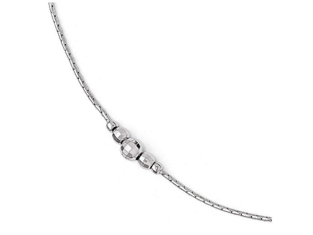 FJC Finejewelers Sterling Silver Polished Anklet W/1in Ext With All Silver Beads
