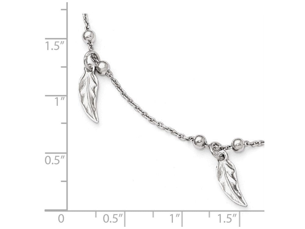 FJC Finejewelers Sterling Silver Polished Feather Anklet W/1in Ext