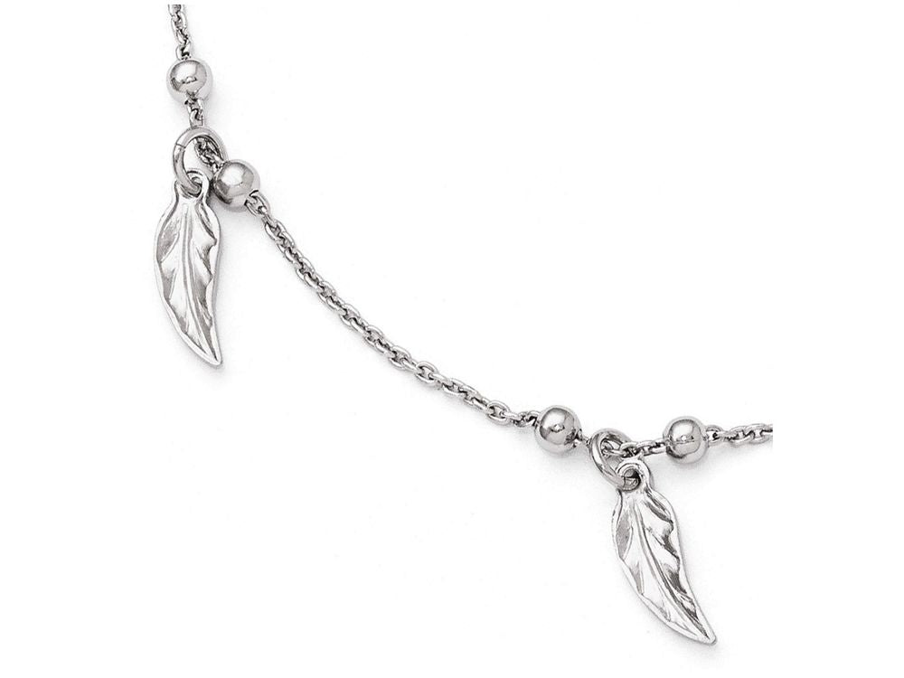 FJC Finejewelers Sterling Silver Polished Feather Anklet W/1in Ext