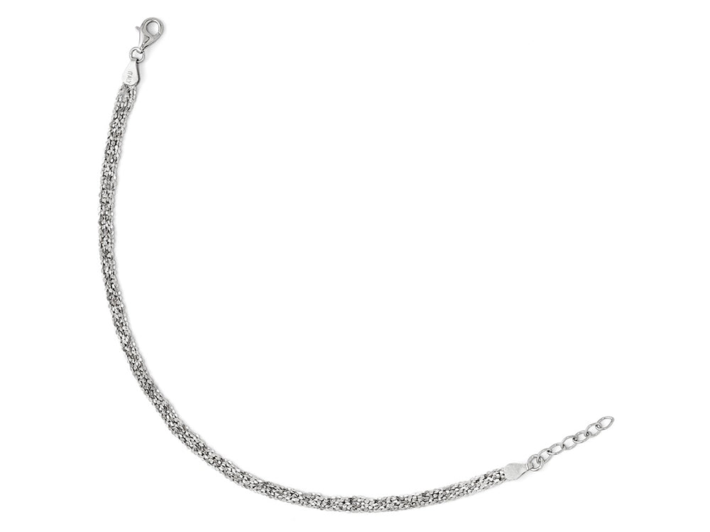 FJC Finejewelers Sterling Silver Textured Three Strand Anklet W/1in Ext