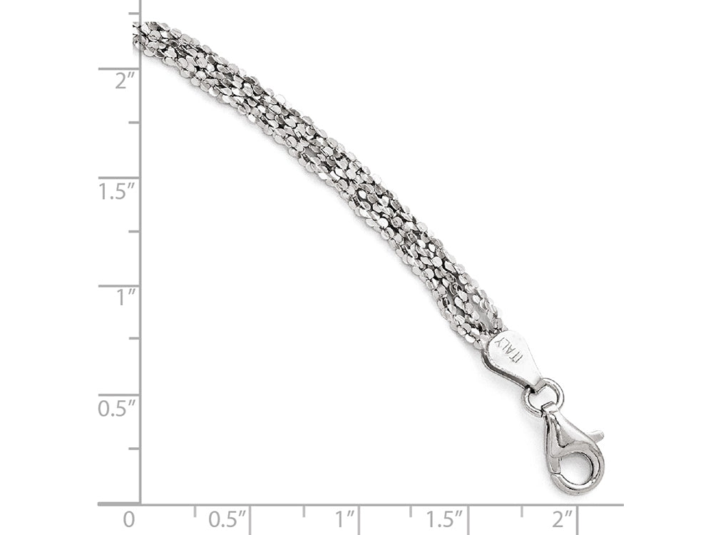 FJC Finejewelers Sterling Silver Textured Three Strand Anklet W/1in Ext