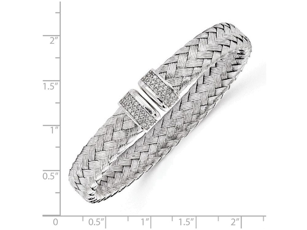 FJC Finejewelers Sterling Silver Cz Woven Flexible Cuff