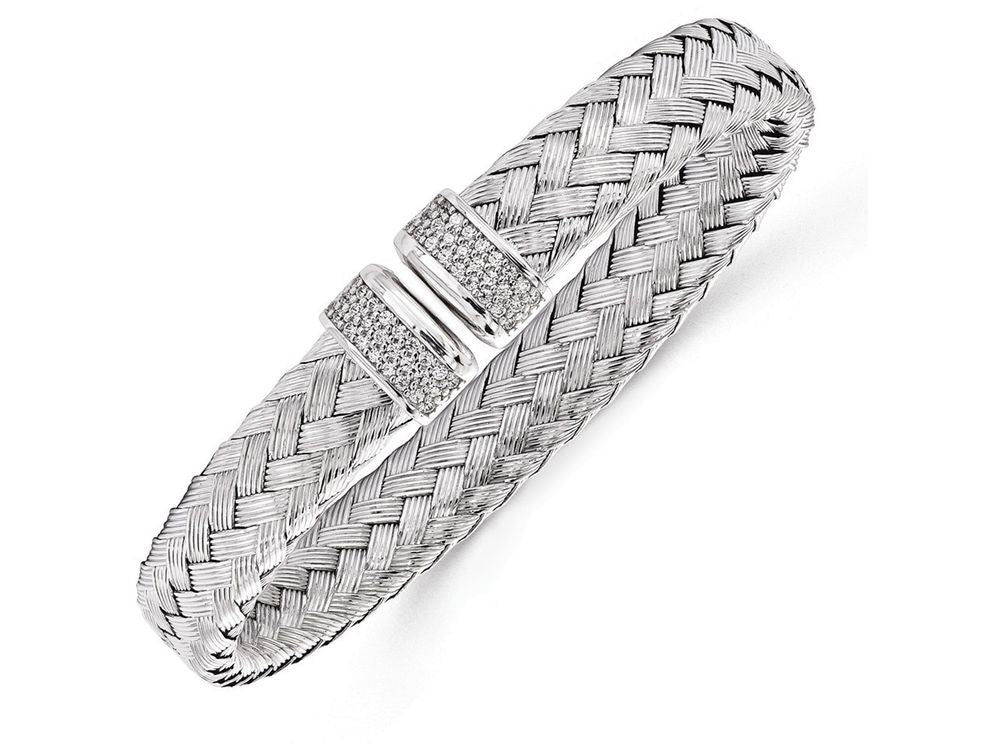 FJC Finejewelers Sterling Silver Cz Woven Flexible Cuff
