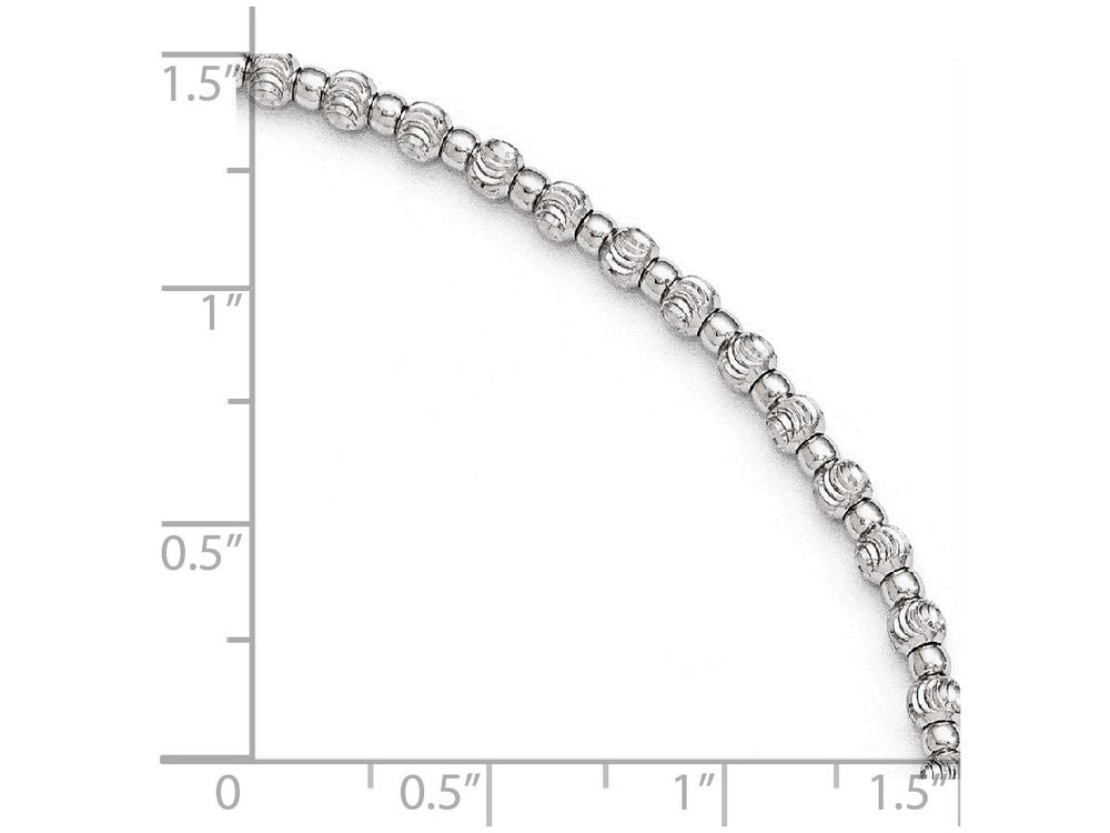 FJC Finejewelers Sterling Silver Rhodium Bright Cut Beaded Anklet W/1in Ext.