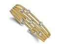FJC Finejewelers Sterling Silver Gold-tone Cz Woven Flexible Cuff