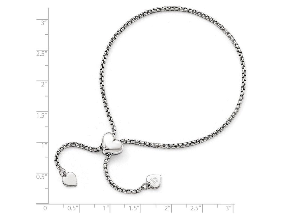 FJC Finejewelers Sterling Silver Round Rectangle Box Heart Adjustable Bracelet