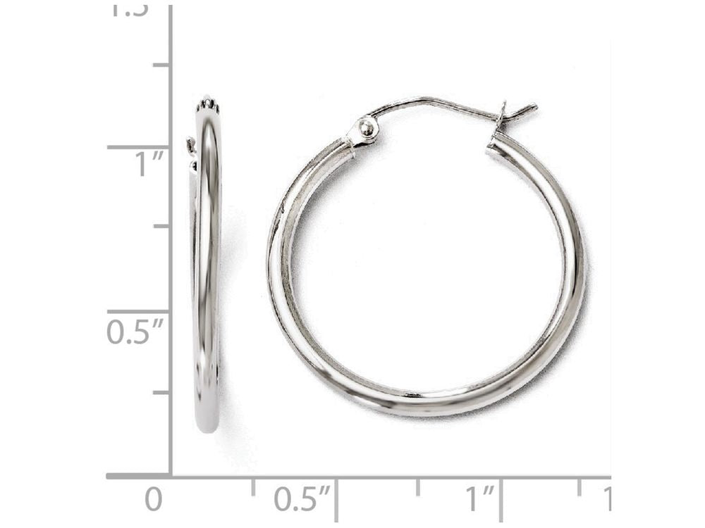 FJC Finejewelers 10k White Gold Polished Hinged Hoop Earrings