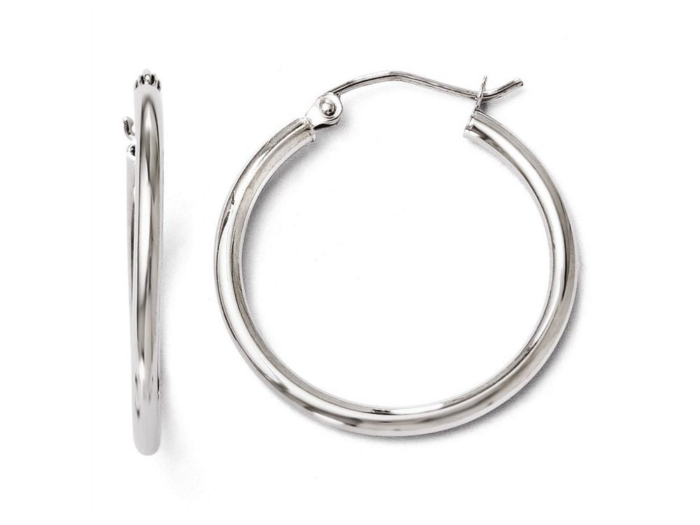 FJC Finejewelers 10k White Gold Polished Hinged Hoop Earrings