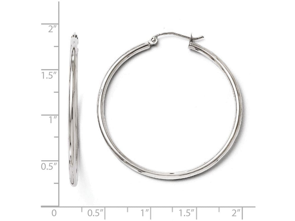FJC Finejewelers 10k White Gold Polished Hinged Hoop Earrings