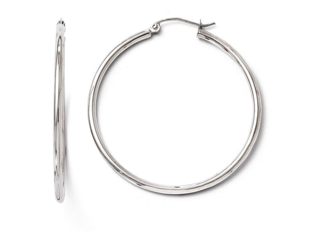 FJC Finejewelers 10k White Gold Polished Hinged Hoop Earrings