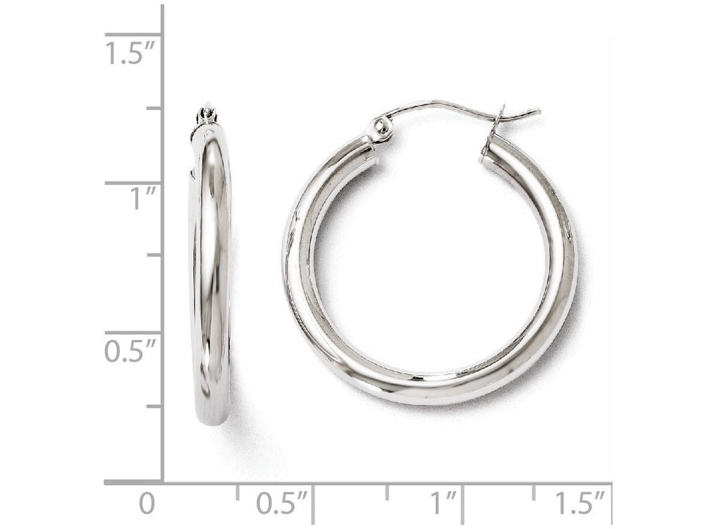 FJC Finejewelers 10k White Gold Polished Hinged Hoop Earrings