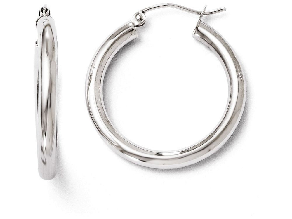 FJC Finejewelers 10k White Gold Polished Hinged Hoop Earrings