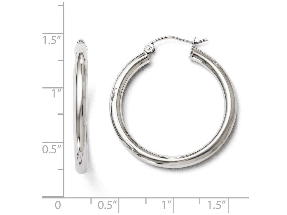 FJC Finejewelers 10k White Gold Polished Hinged Hoop Earrings