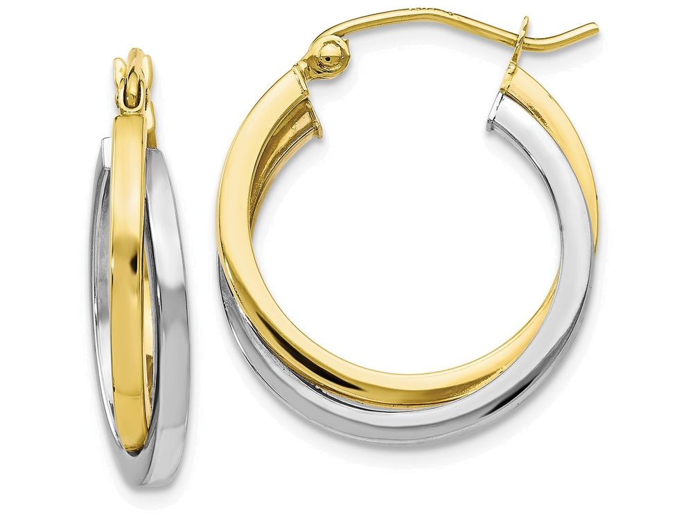 FJC Finejewelers 10k Two-tone Polished Hinged Hoop Earrings