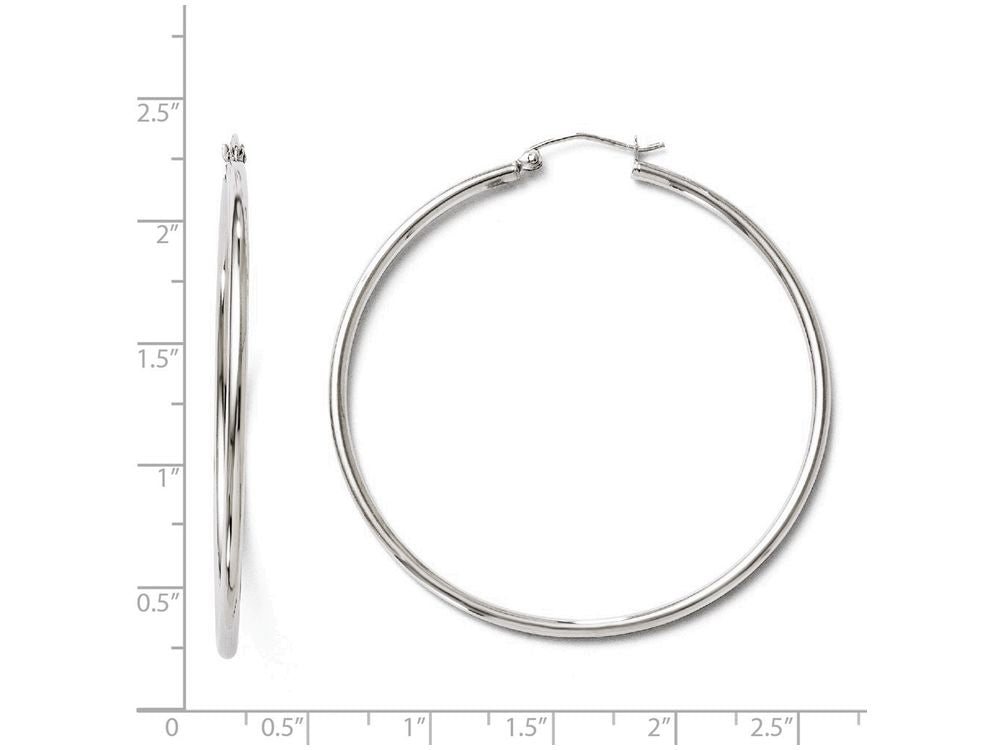 FJC Finejewelers 10k White Gold Polished Hinged Hoop Earrings