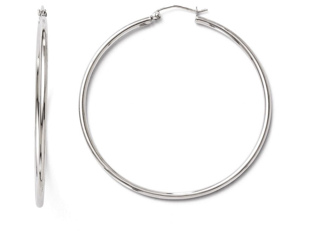FJC Finejewelers 10k White Gold Polished Hinged Hoop Earrings