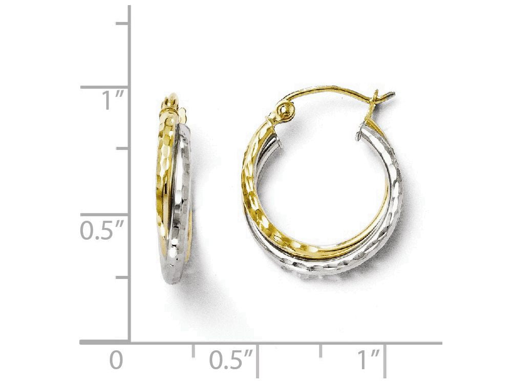 FJC Finejewelers 10k Two-tone Bright Cut Hinged Hoop Earrings
