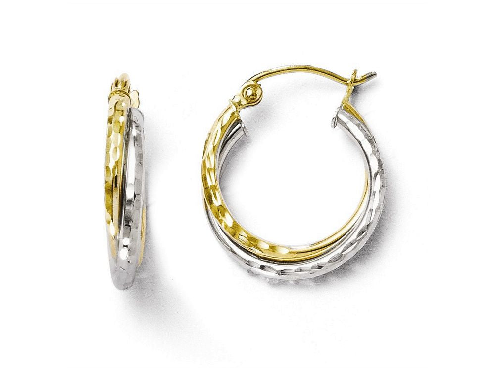 FJC Finejewelers 10k Two-tone Bright Cut Hinged Hoop Earrings