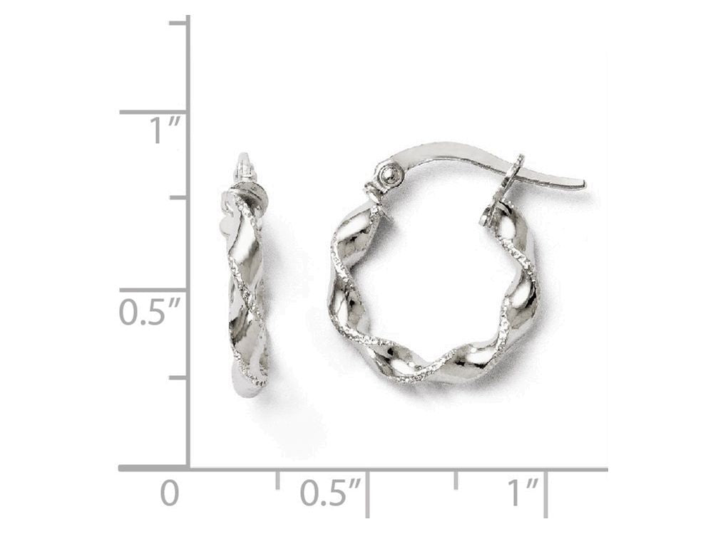 FJC Finejewelers 10k White Gold Polished Twisted Hinged Hoop Earrings