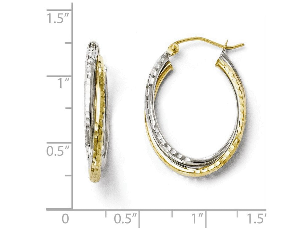 FJC Finejewelers 10k Two-tone Textured Hinged Hoop Earrings
