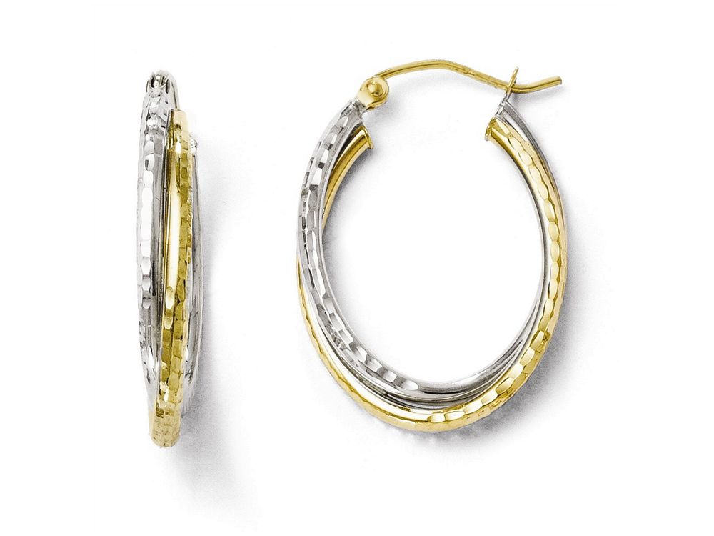 FJC Finejewelers 10k Two-tone Textured Hinged Hoop Earrings