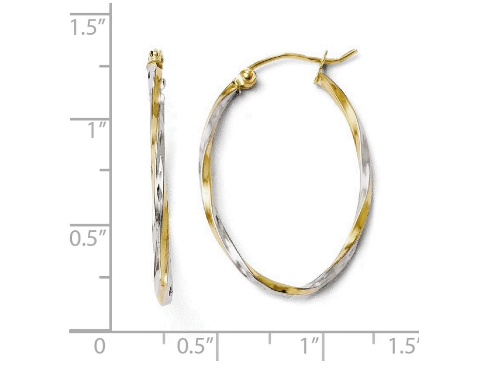 FJC Finejewelers 10k W/ Rhodium Oval Hinged Hoop Earrings
