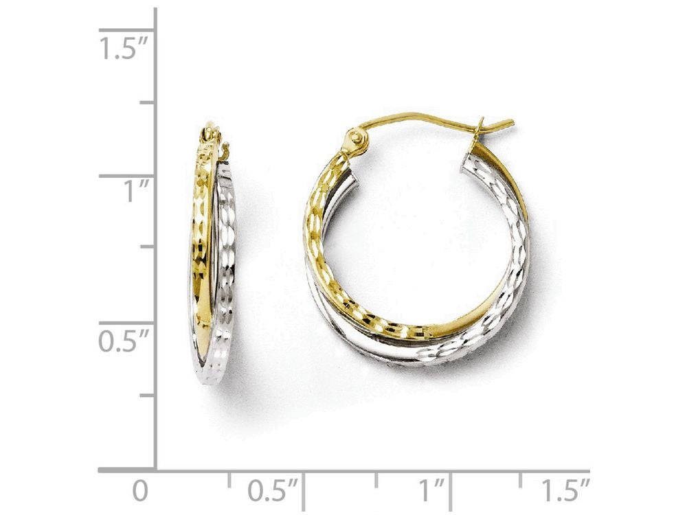 FJC Finejewelers 10k Two-tone Textured Hinged Hoop Earrings
