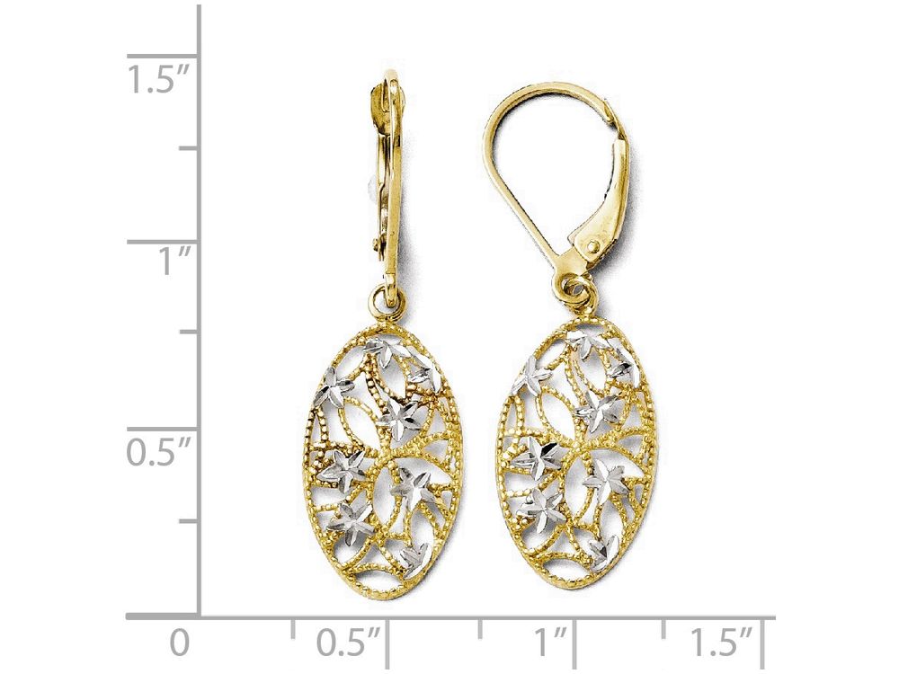 FJC Finejewelers 10k W/ Rhodium Bright Cut Leverback Dangle Earrings