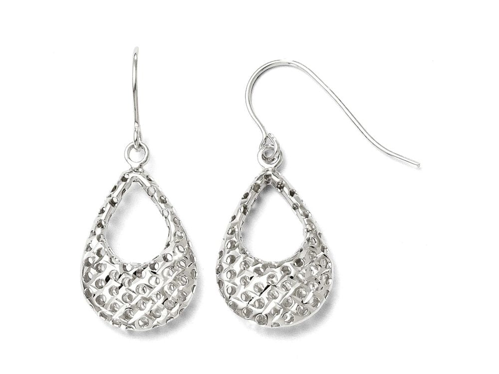 FJC Finejewelers 10k White Gold Textured Shepherd Hook Dangle Earrings