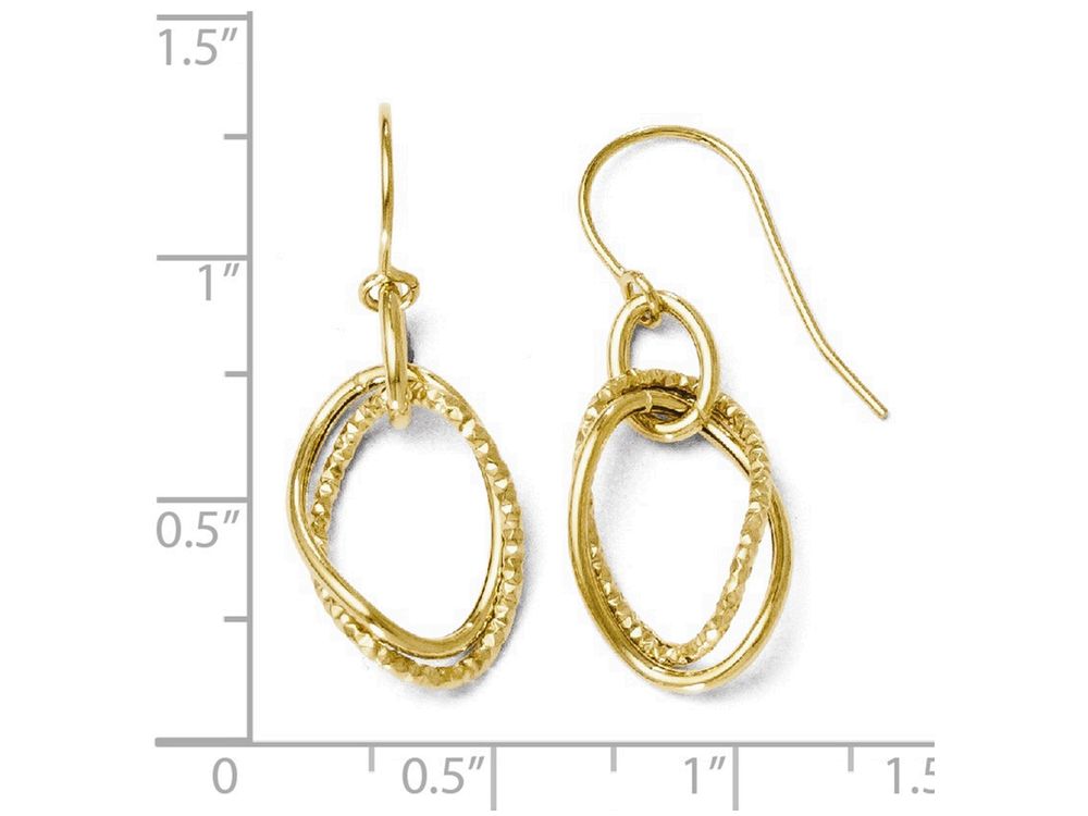 FJC Finejewelers 10k Polished And Textured Shepherd Hook Dangle Earrings