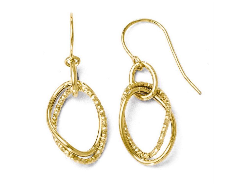 FJC Finejewelers 10k Polished And Textured Shepherd Hook Dangle Earrings
