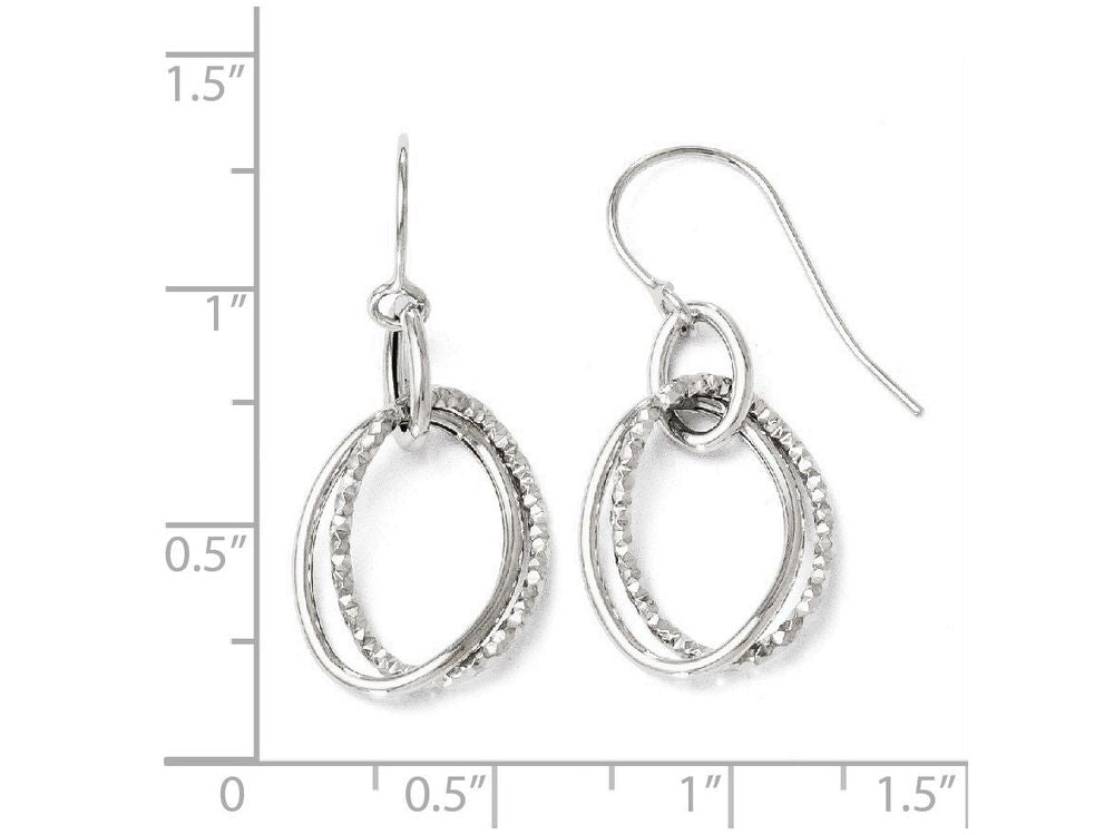 FJC Finejewelers 10k White Gold Polished and Textured Shepherd Hook Earrings